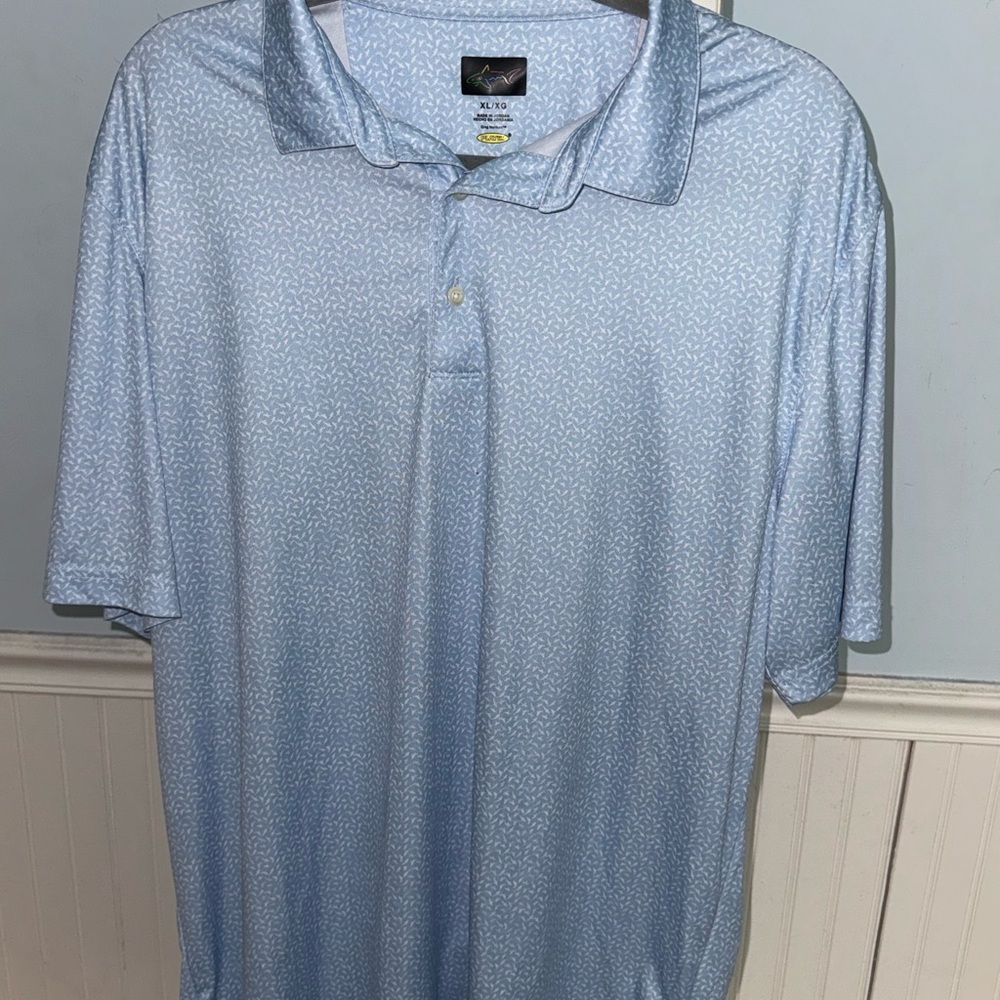 Greg Norman Collection Sky Blue Patterned Polo